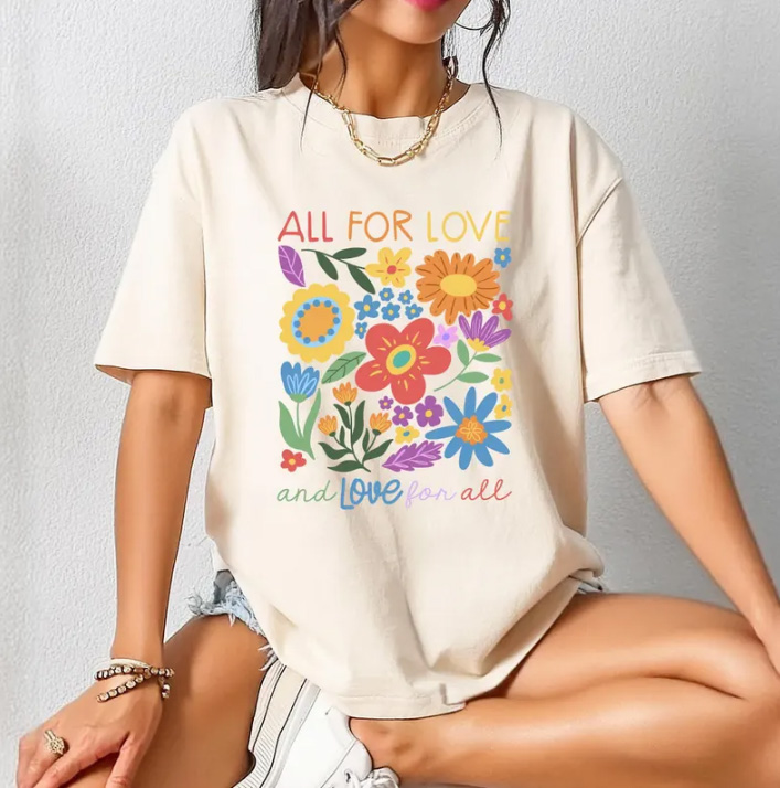All For Love And Love For All Floral pride T-shirt 2 All For Love And Love For All Floral pride T-shirt