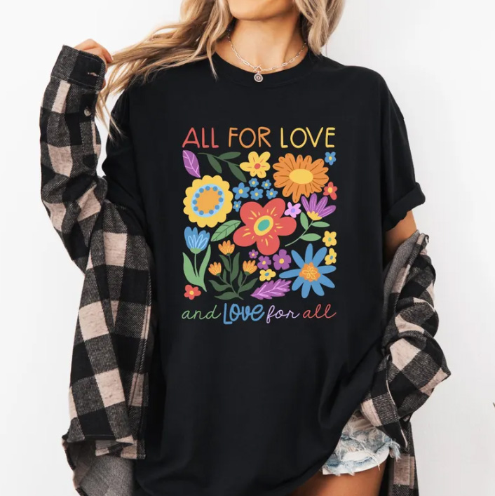 All For Love And Love For All Floral pride T-shirt 7 All For Love And Love For All Floral pride T-shirt
