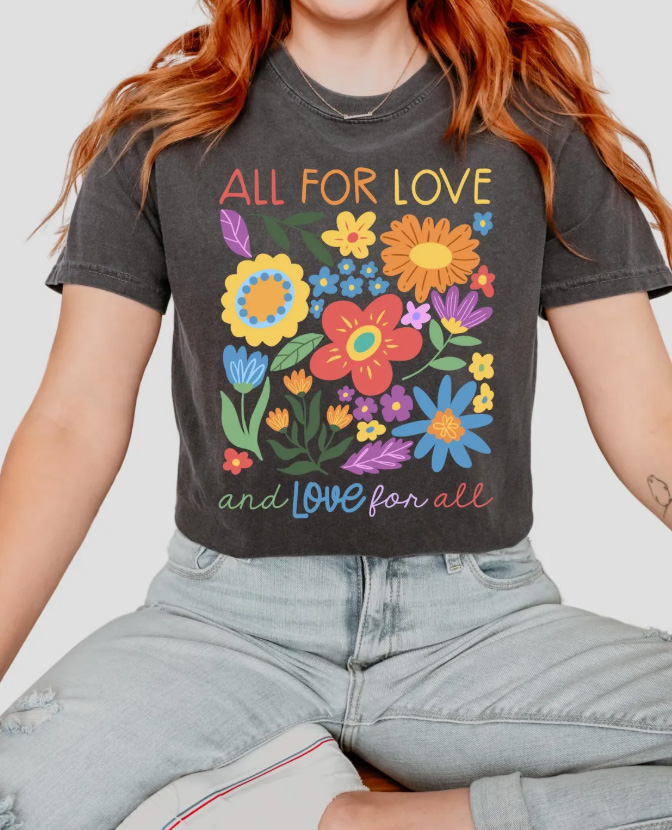 All For Love And Love For All Floral pride T-shirt 5 All For Love And Love For All Floral pride T-shirt