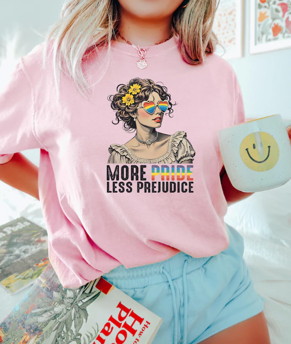 More Pride Less Prejudice -statement shirt 5 More Pride Less Prejudice pride ally Shirt