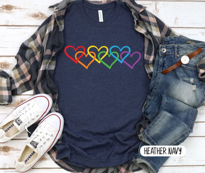 Pride Hearts Shirt -LGBTQ+ Inclusive Tee 5 Pride Month Shirt