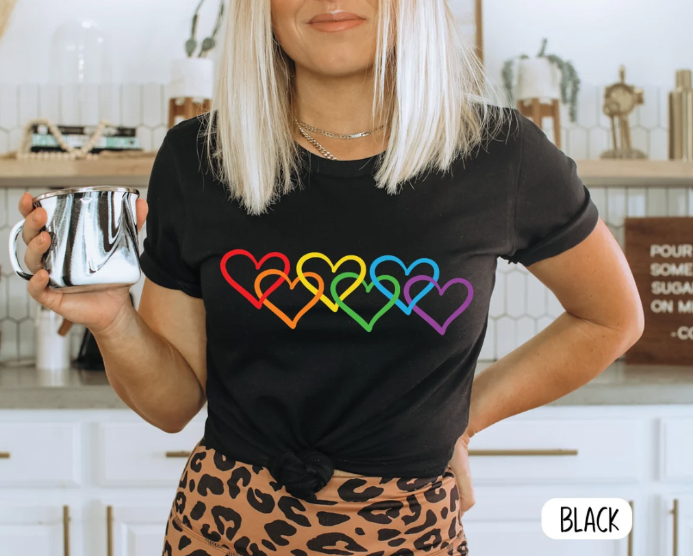 Pride Hearts Shirt -LGBTQ+ Inclusive Tee 3 Rainbow heart - LGBT t-shirt