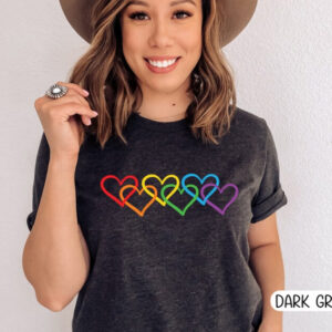 Pride Hearts Shirt -LGBTQ+ Inclusive Tee 9 Rainbow heart - Pride t-shirt