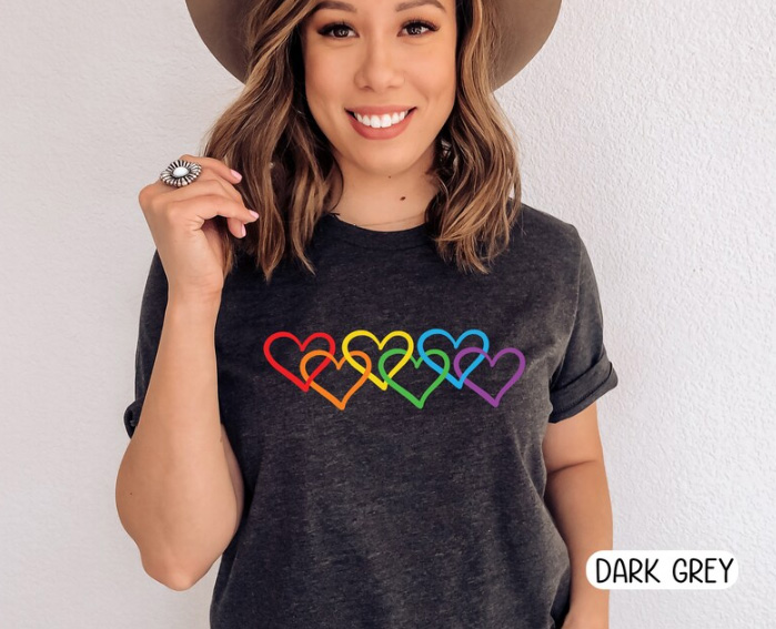 Pride Hearts Shirt -LGBTQ+ Inclusive Tee 4 Rainbow heart - Pride t-shirt