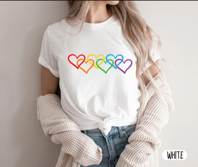 Pride Hearts Shirt -LGBTQ+ Inclusive Tee 2 Rainbow heart - Pride t-shirt